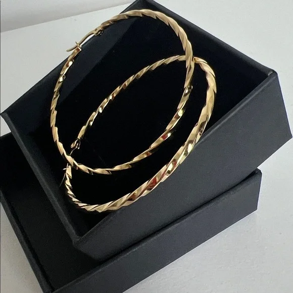 Elegant Gold Hoop Earrings - Picture 4 of 10